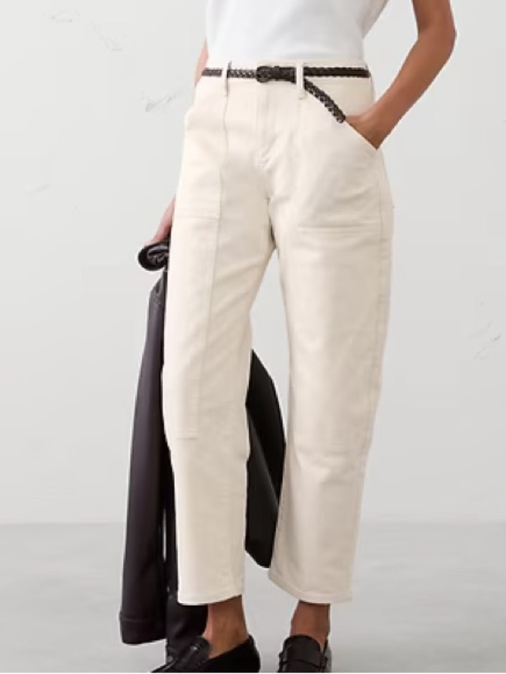 NWT Banana Republic Barrel Utility Jean Ecru 28